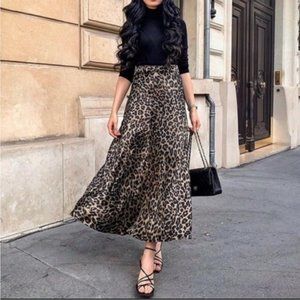 Zara Leopard Print Maxi Skirt